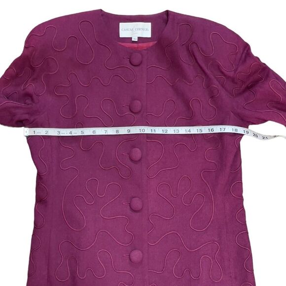Casual Corner Maroon Round Neck Long Sleeve Blouse Size 10 - Picture 4 of 14
